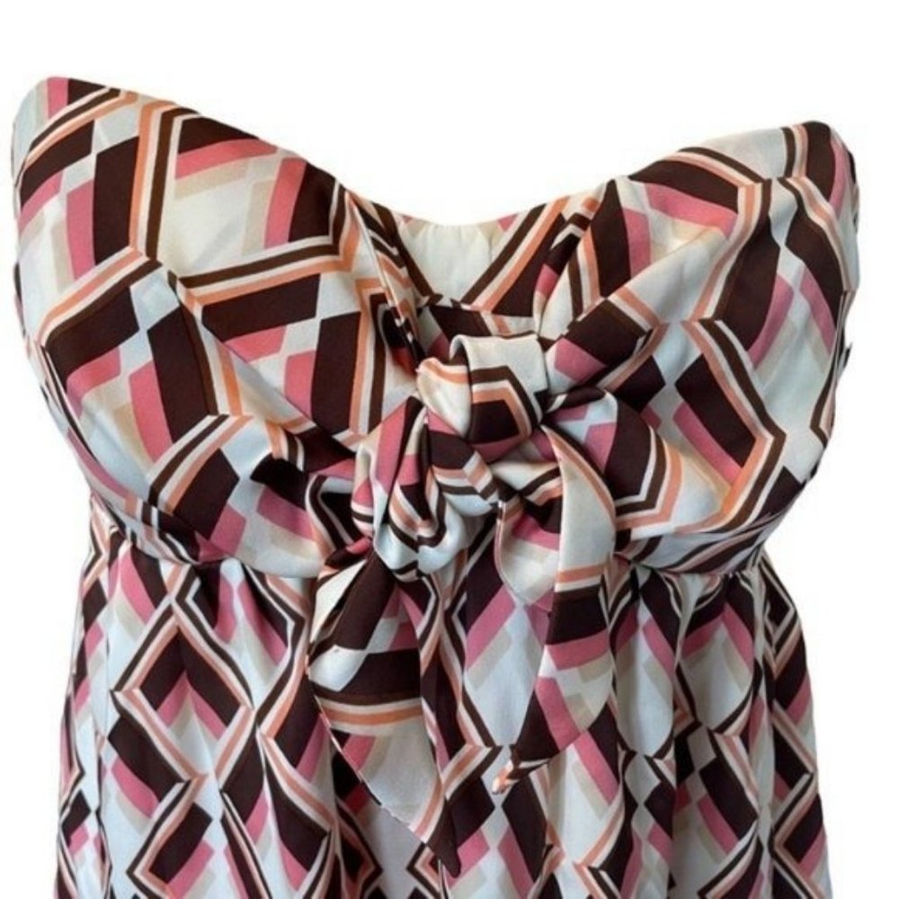 Shoshanna 100% Silk Strapless Knot Dress 4 - Picture 5 of 13